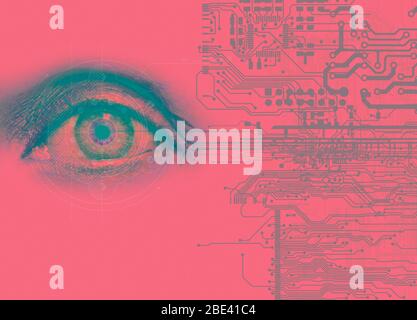 Gesichtserkennungstechnologie, Illustration. Stockfoto