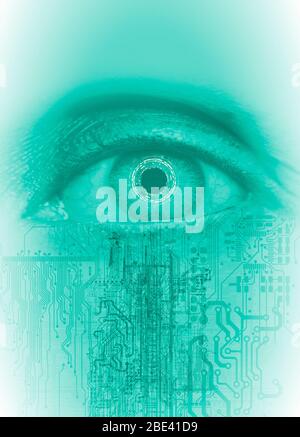 Gesichtserkennungstechnologie, Illustration. Stockfoto