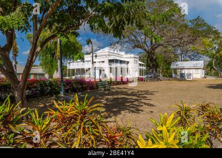 Blick auf Queens Park House in Queens Park, Bridgetown, Barbados, Westindien, Karibik, Mittelamerika Stockfoto