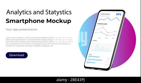 Analyse und Statistik Business Admin Dashboard für Marktanalysen. Benutzeroberflächenbildschirm der Benutzeroberfläche für Smartphone Stock Vektor