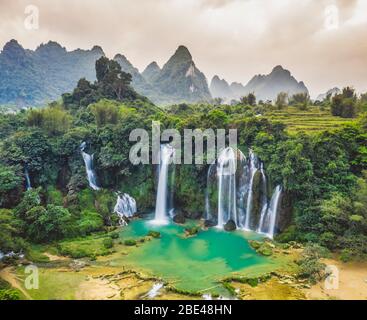 Ban Gioc Wasserfall, Ban Gioc-Detian Fälle; Vietnam Stockfoto