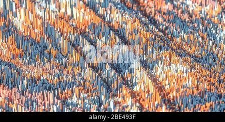 Pixel mit hoher Dichte würfeln Landschaft, 3d-Rendering. Digitale Computerzeichnung. Stockfoto