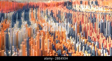 Pixel mit hoher Dichte würfeln Landschaft, 3d-Rendering. Digitale Computerzeichnung. Stockfoto