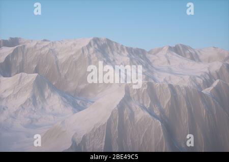 Ein Stück Schnee Berg mit blauem Himmel, 3d-Rendering. Digitale Computerzeichnung. Stockfoto