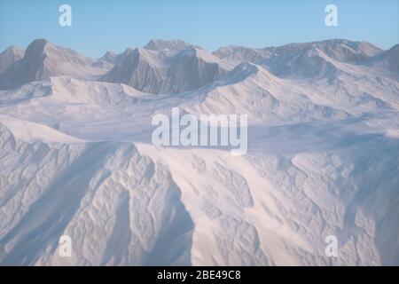 Ein Stück Schnee Berg mit blauem Himmel, 3d-Rendering. Digitale Computerzeichnung. Stockfoto