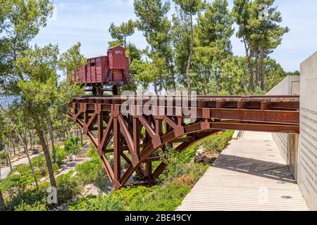 Holocaust-Zug in Yad Vashem in Jerusalem Stockfoto