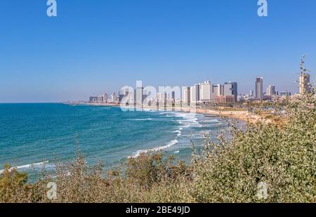 Tel Aviv riviera Panoramablick von Jaffa Stockfoto