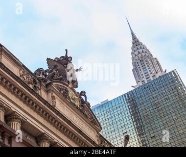 Chrysler Building und Grand Central Terminal, Manhattan; New York City, New York, Vereinigte Staaten von Amerika Stockfoto