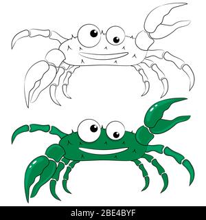 Nette Cartoon-Figur Krabbe. Färbung Buch Umriss. vektor-Illustration. Stock Vektor