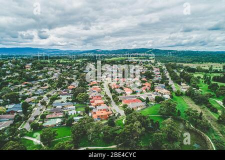 Luftaufnahme der Schlafräume in Rowville Vorort von Melbourne, Australien Stockfoto