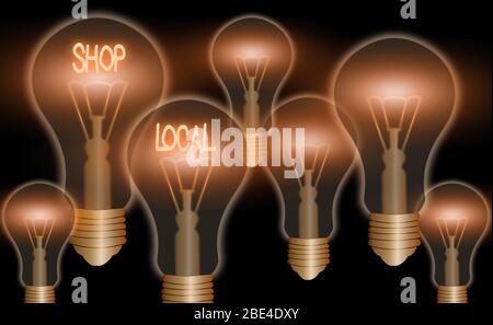 Text Zeichen zeigen Shop Lokal. Business Foto präsentiert eine Präferenz lokal produzierte Waren und Dienstleistungen zu kaufen Stockfoto