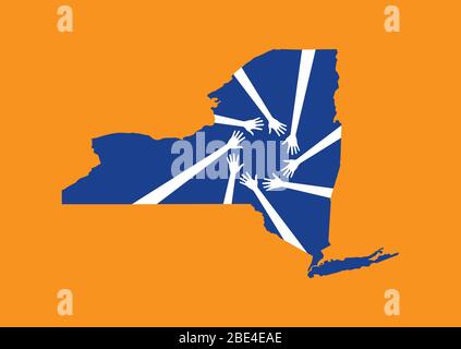 New York Helping Hands Map. Vektordesign Illustration Stock Vektor