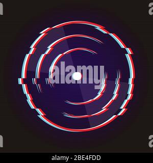 Glitch adstract Vinyl-Schallplatte Musik Vektor mit dunklen Hintergrund Grafik Stock Vektor