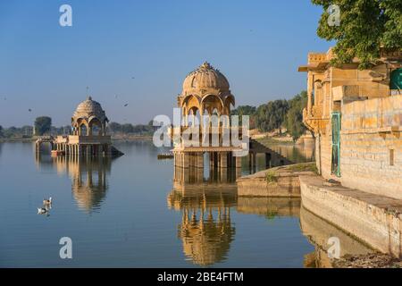 Gadisar Lake Jaisalmer Rajasthan Indien Stockfoto
