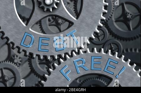 Textschild mit Schuldenfrei. Business Foto Text frei von Besitz jedes Geld zu jeder Person oder ein Unternehmen Stockfoto