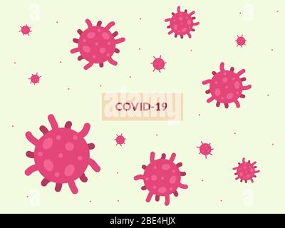 Virus mit roter Farbe für Website-Hintergrund und Muster-Textur mit modernen flachen Stil Vektor Stockfoto