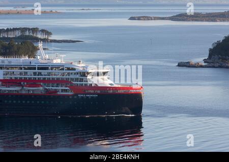 Erstgespräch von Roald Amundsen in Florø. Stockfoto