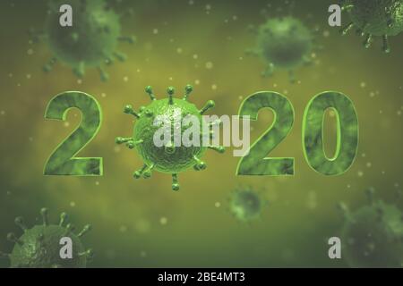 Corona Virus 2020 Concept - 3d gerendertes Bild Stockfoto