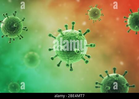 COVI-19 Corona Virus - Mikrobiologie und Virologie Konzept - 3d gerendertes Bild Stockfoto
