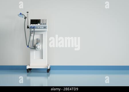 3d-Rendering medizinische Beatmungsgerät im Krankenhaus Stockfoto