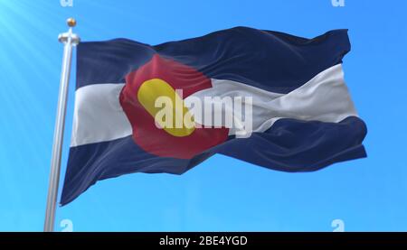 Flagge des Bundesstaates Colorado, Region der Vereinigten Staaten Stockfoto