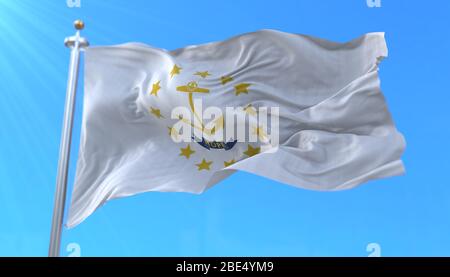 Flagge von Rhode Island, Region der Vereinigten Staaten Stockfoto