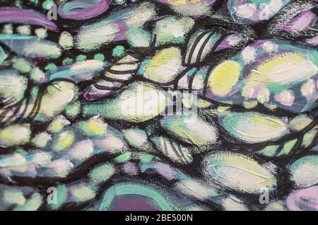 Abstrakte Acrylmalerei. Stilvoller, farbenfroher Hintergrund. Kosmische Blitze. Handgefertigt. Stockfoto