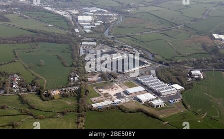 Luftaufnahme eines Industriegrundstücks in Burnley Stockfoto