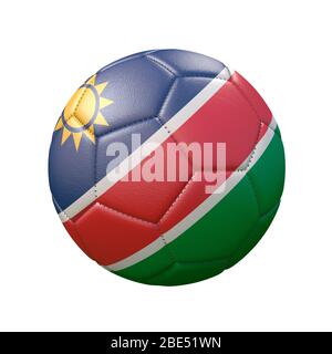 Fußball in Flaggenfarben isoliert auf weißem Hintergrund. Namibia. 3D-Bild Stockfoto