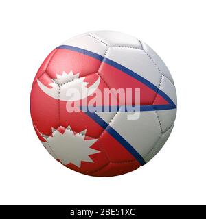 Fußball in Flaggenfarben isoliert auf weißem Hintergrund. Nepal. 3D-Bild Stockfoto