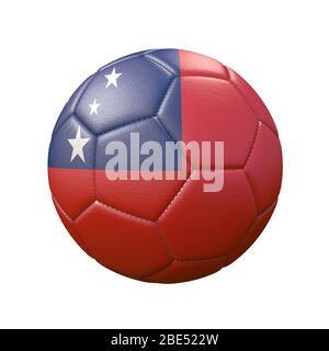 Fußball in Flaggenfarben isoliert auf weißem Hintergrund. Samoa. 3D-Bild Stockfoto