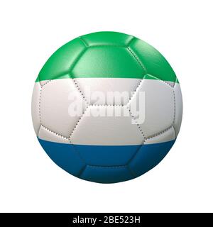 Fußball in Flaggenfarben isoliert auf weißem Hintergrund. Sierra Leone. 3D-Bild Stockfoto