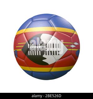 Fußball in Flaggenfarben isoliert auf weißem Hintergrund. Swasiland. 3D-Bild Stockfoto