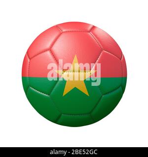 Fußball in Flaggenfarben isoliert auf weißem Hintergrund. Burkina Faso. 3D-Bild Stockfoto