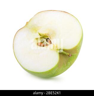 Die Hälfte der Apfel isoliert auf weißem Hintergrund Stockfoto