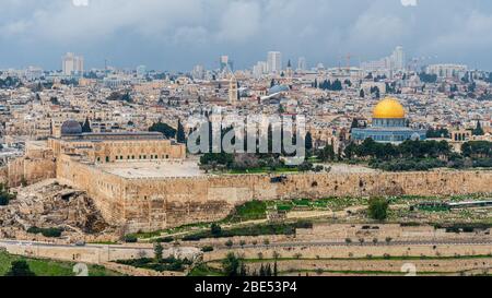 Blick auf Jerusalem vom Ölberg Stockfoto