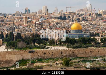 Blick auf Jerusalem vom Ölberg Stockfoto