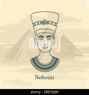 Eine Vektordarstellung des Profils der Königin von Ägypten Nefertiti. Stock Vektor