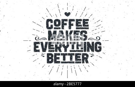 Kaffee. Poster mit handgezeichneter Schrift Kaffee Stock Vektor