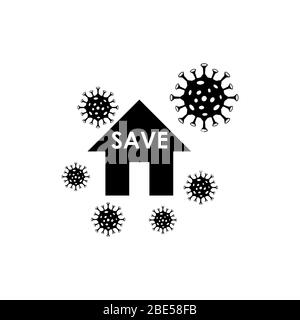 Zu Hause bleiben, Auswirkungen des Corona-Virus Zitat, Vektorgrafik Stock Vektor