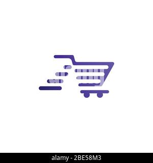 Schnellladen, Einkaufswagen, Rollwagen, Online-Shop-Logo Ideen. Inspiration Logo Design. Darstellung Des Vektor-Vorlagenbildes. Isoliert Auf Weißem Hintergrund Stock Vektor
