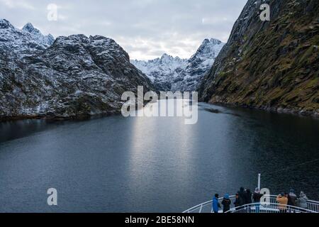 Frau Spitzbergen in Trollfjorden, Hadsel, Vesterålen, Norwegen Stockfoto