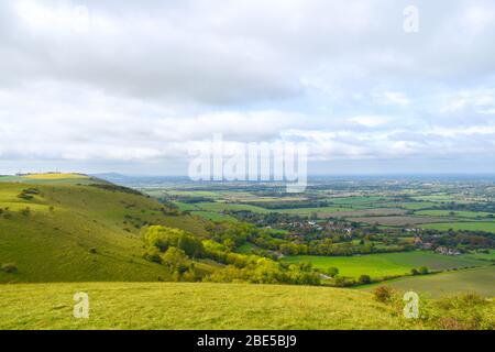 Blick auf die Green Hills des South Downs National Park in England Stockfoto