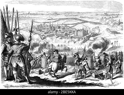 Die Belagerung von Jülich 1610, Die Belagerung von Jülich durch Truppen Frankreichs und der Vereinigten Provinzen unter dem Kommando von Claude de La Châtre und Moritz von Orange fand vom 29. Juli bis 2. September 1610 während der Jülich-Klevish-Erbfolgekontroverse und des Achtzigjährigen Krieges / die Belagerung von Jülich im statt Jahre 1610, die Belagerung von Jülich durch Truppen Frankreichs und der Vereinigten Provinzen unter dem Behhl von Claude de La Châtre und Moritz von Oranien fand vom 29. Juli bis zum 2. September 1610 während des Jülich-Klevischen Erfolgsreits und des Achtzigjährigen Kriegs statt, his Stockfoto
