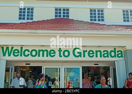 St George, Willkommen in Grenada Zeichen, Karibik, Stockfoto