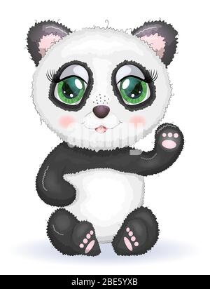 Niedlicher romantischer Panda mit Blumengranz. Stock Vektor