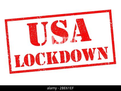 USA LOCKDOWN rot Rubber Stamp über einem weißen Hintergrund. Stockfoto