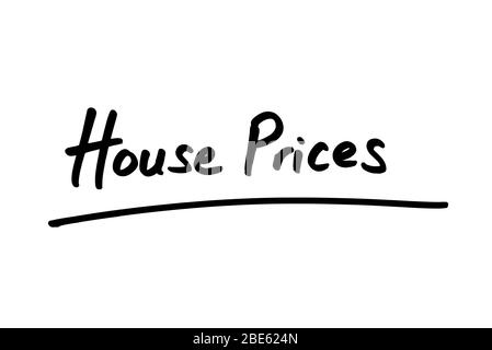 Hauspreise Überschrift handschriftlich auf weißem Hintergrund. Stockfoto