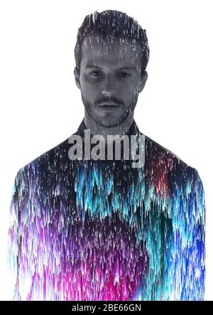 Ein Porträt mit einer digitalen Abbildung kombiniert Stockfoto