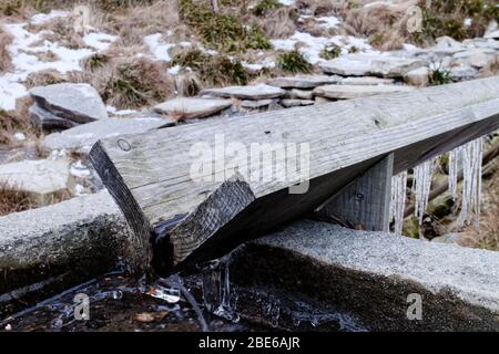 Pferdewasserrinne, Pferdewasserquelle auf dem Weg zu Herrn Floyen im Wald bei Bergen, Norwegen, Skandinavien. Stockfoto